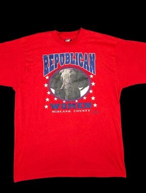 90s Republican Women Political T-Shirt Vtg Elephant Red USA XL Single Stitch TX
